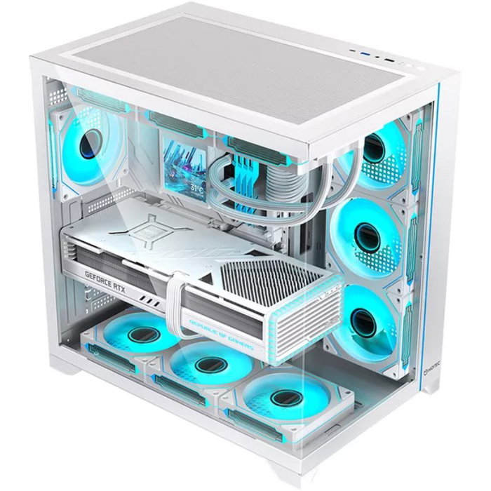 Hiditec Caja Gaming Semitorre H3 Pro Blanca ATX, Cristal Templado, USB-C, 360mm, 400mm GPU